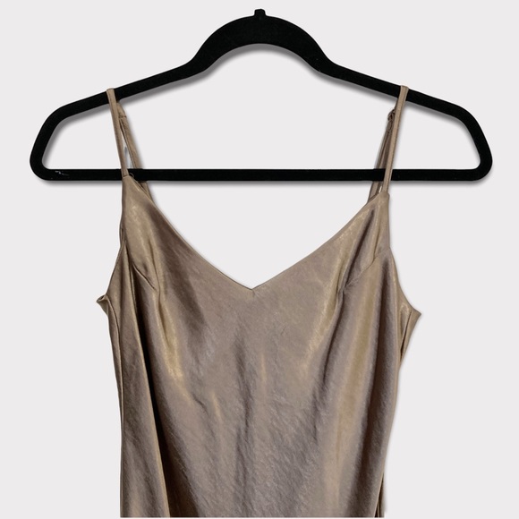 Oak + Fort Midi Slip Dress Taupe Size S - Picture 3 of 12